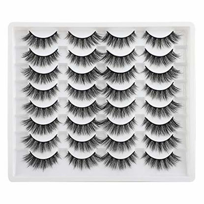 Picture of JIMIRE 16 Pairs False Eyelashes Fluffy Natural Fake Lashes 3D Volume Lashes Pack for Cat-Eye Look