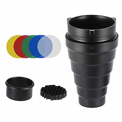 Picture of Andoer Metal Conical Snoot with Honeycomb Grid 5pcs Color Filter Kit for Bowens Mount Studio Strobe Monolight Photography Flash