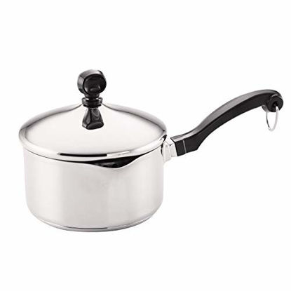 Picture of Farberware Classic Stainless Steel 1-Quart Covered Straining Saucepan - - Silver