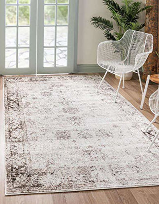Picture of Unique Loom Sofia Collection Traditional Vintage Area Rug, 6' x 9', Ivory/Brown