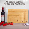 Picture of Bamboo Cutting Board with Juice Groove (3-Piece Set) - Kitchen Chopping Board for Meat (Butcher Block) Cheese and Vegetables | Heavy Duty Serving Tray w/Handles