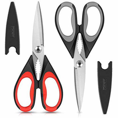 Picture of Kitchen Shears, iBayam 2-Pack Kitchen Scissors Heavy Duty Meat Scissors, Dishwasher Safe Cooking Scissors, Multipurpose Stainless Steel Sharp Utility Food Scissors for Chicken, Poultry, Fish, Herbs