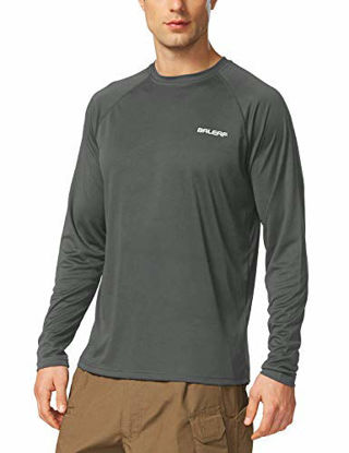 Picture of BALEAF Men's Long Sleeve Shirts Lightweight UPF 50+ Sun Protection SPF T-Shirts Fishing Hiking Running Deep Gray Size XXL