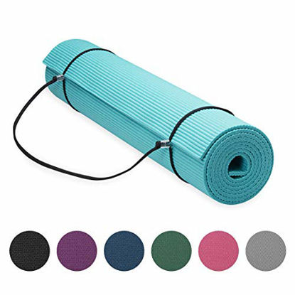 Picture of Gaiam Essentials Premium Yoga Mat with Yoga Mat Carrier Sling, Teal, 72"L x 24"W x 1/4 Inch Thick (05-64061)