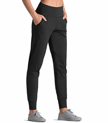 Picture of Dragon Fit Joggers for Women with Pockets,High Waist Workout Yoga Tapered Sweatpants Women's Lounge Pants (Joggers78-Black, Medium)
