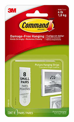 Picture of Command Small Picture Hanging Strips, Decorate Damage-Free, Holds 4lbs., 8-Pairs (17205-ES)