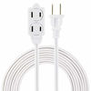 Picture of GE 12 Ft Extension Cord, 3 Outlet Power Strip, 2 Prong, 16 Gauge, Twist-to-Close Safety Outlet Covers, Indoor Rated, Perfect for Home, Office or Kitchen, UL Listed, White, 51954