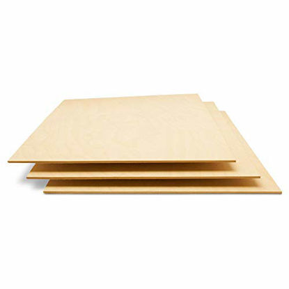 Picture of Baltic Birch Plywood, 3 mm 1/8 x 12 x 24 Inch Craft Wood, Box of 20 B/BB Grade Baltic Birch Sheets, Perfect for Laser, CNC Cutting and Wood Burning, by Woodpeckers
