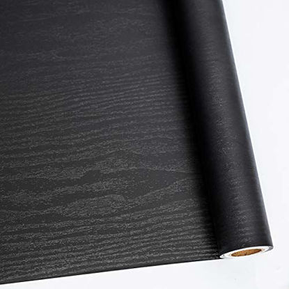 Picture of 17.71" X 78.7" Black Wood Peel and Stick Paper Decorative Self-Adhesive Film for Furniture Real Wood Tactile Sensation Surfaces Easy to Clean