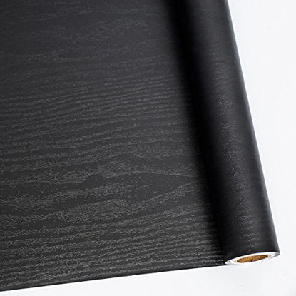 Picture of 24" X 118" Black Wood Self Adhesive Paper Decorative Self-Adhesive Film Furniture Real Wood Tactile Sensation Surfaces Easy to Clean