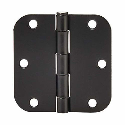 Picture of Amazon Basics Rounded 3.5 Inch x 3.5 Inch Door Hinges, 18 Pack, Matte Black