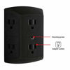 Picture of GE 6 Outlet Wall Plug Adapter Power Strip, Extra Wide Spaced Outlets, Power Adapter, 3 Prong, Multi Outlet Wall Charger, Quick & Easy Install, For Home Office, Black, 45201
