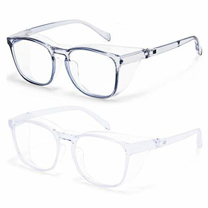 Picture of Protective Eyewear Safety Goggles Clear Anti-fog/Anti-Scratch Safety Glasses Men Glasses, Transparent Frame (fang-blue&clear)