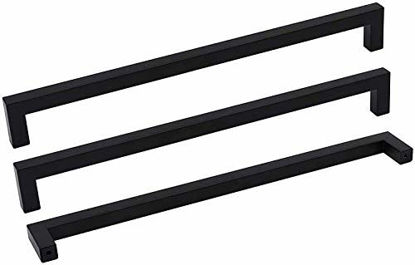 Picture of goldenwarm 1Pack Black Square Bar Cabinet Pull Drawer Pulls Stainless Steel Modern Hardware for Kitchen and Bathroom Cabinets Cupboard, Center to Center 18in(458mm)