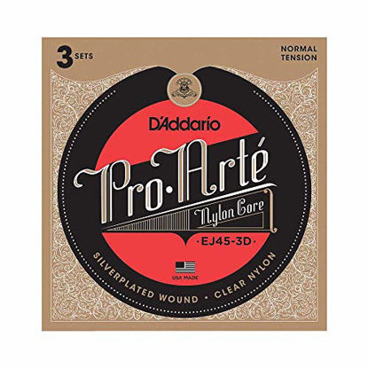 Picture of D'Addario EJ45-3D Pro-Arte Nylon Classical Guitar Strings, Normal Tension, 3 Sets