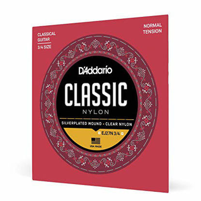 Picture of D'Addario EJ27N 3/4 Student Nylon Fractional Classical Guitar Strings, Normal Tension