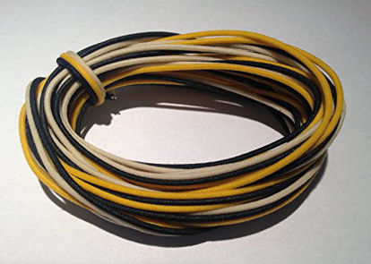 Picture of 30 Feet (10-white/10-black/10-yellow) Gavitt Cloth-covered Pre-tinned 7-strand Pushback 22awg Vintage-style Guitar Wire