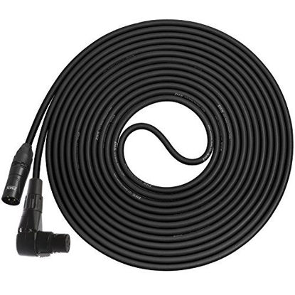 Picture of LyxPro 20 Feet Right Angle XLR Female to Male 3 Pin Mic Cord for Powered Speakers Audio Interface Professional Pro Audio Performance Camcorders DSLR Video Cameras and Recording Devices - Black