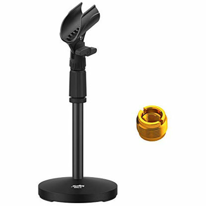Picture of Moukey MMs-2 Adjustable Desk Mic Stand Desktop Tabletop Table Top Short Microphone Stand with Non-Slip Mic Clip For Blue Yeti Snowball