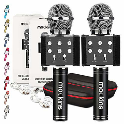 Picture of Mockins 2 Pack Black Wireless Bluetooth Karaoke Microphone with Built in Bluetooth Speaker All-in-One Karaoke Machine | Compatible with Android & iOS iPhone