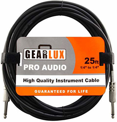Picture of Gearlux Instrument Cable/Professional Guitar Cable 1/4 Inch to 1/4 Inch, Black, 25 Foot
