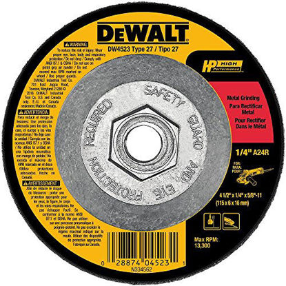 Picture of DEWALT Grinding Wheel, General Purpose for Metal, 4-1/2-Inch x 1/4-Inch x 5/8-Inch (DW4523)