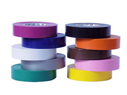 Picture of WOD ETC766 Professional Grade General Purpose Rainbow Electrical Tape UL/CSA listed core. Vinyl Rubber Adhesive Electrical Tape: 1 inch X 66 ft - Use At No More Than 600V & 176F (Pack of 8)