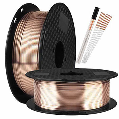 Picture of TTYT3D Silk PLA Shine Chocolate Gold 3D Printer Filament - 1kg 2.2lbs Spool 1.75mm 3D Printing Material with one Bottle Extra Gift