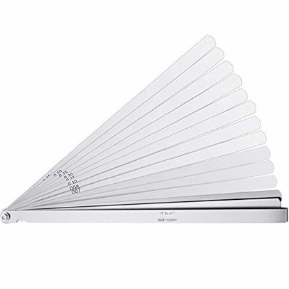 Picture of Stainless Steel Feeler Gauge Dual Marked Metric and Imperial Gap Measuring Tool (0.02-1.00 mm, 17 Blades)