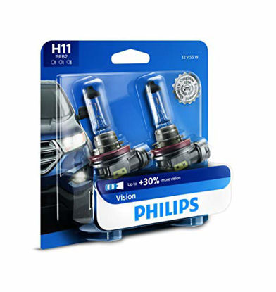 Picture of Philips Automotive Lighting H11 Vision Upgrade Headlight Bulb with up to 30% More Vision, 2 Pack,12362PRB2, white