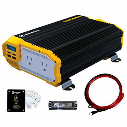 Picture of KRIËGER 1100 Watt 12V Power Inverter Dual 110V AC Outlets, Installation Kit Included, Automotive Back Up Power Supply For Blenders, Vacuums, Power Tools MET Approved According to UL and CSA.