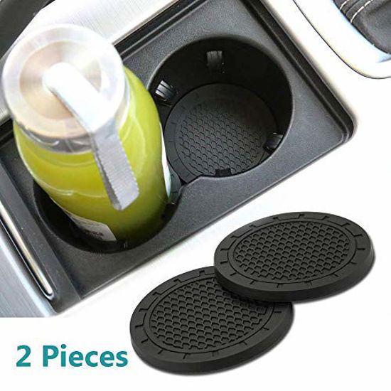 2.75 Inch Diameter Oval Tough Car Logo Vehicle Travel Auto Cup Holder Insert Coaster Can 2 Pcs Pack Black Footprints Bling