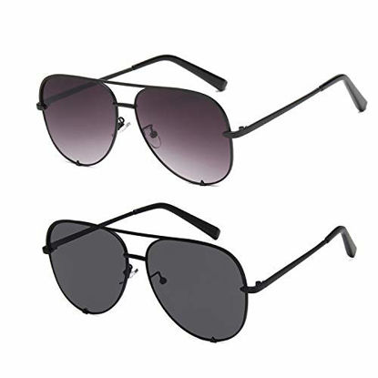 Picture of SORVINO Aviator Sunglasses for Women Classic Oversized Sun Glasses UV400 Protection (A-2pack-Black+Fade, 60)
