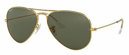 Picture of Ray Ban RB3025 AVIATOR LARGE METAL 001/58 55M Gold/Green Polarized Sunglasses For Men For Women