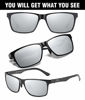Picture of DUCO Men's Luxury Carbon Fiber Temple Polarized Sunglasses for Men Sports UV400 DC8206 (Black Frame Silver Lens)