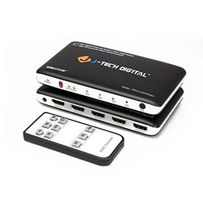 Picture of J-Tech Digital 4K@30HZ 4-Port HDMI Switch with PIP, IR, HDCP1.4 Wireless Remote Control, and Auto Switch ON/OFF Functions with Control4 Driver Available