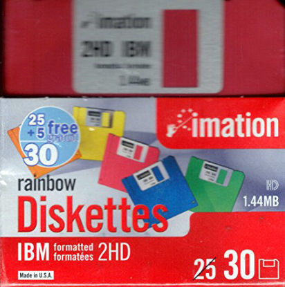 Picture of Imation 3 1/2" Bulk Diskettes, IBM(R) Format, DS/HD, Rainbow, Box of 30