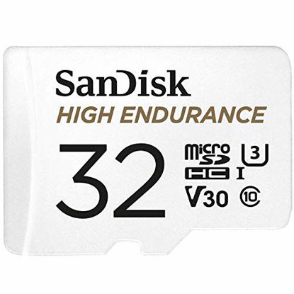Picture of SanDisk 32GB High Endurance Video MicroSDHC Card with Adapter for Dash Cam and Home Monitoring Systems - C10, U3, V30, 4K UHD, Micro SD Card - SDSQQNR-032G-GN6IA