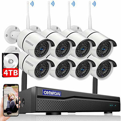 Picture of 2021 New Security Camera System Wireless, 4TB Hard Drive Pre-Install 8 Channel 1080P NVR, 8PCS 1080P 2.0MP CCTV WI-FI IP Cameras for Homes,OHWOAI HD Surveillance Video Security System.