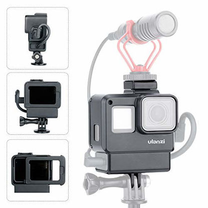 Picture of Vlogging Protective Case for GoPro Hero 7/6/5 with Cold Shoe Mount Microphone Adapter Storage W Back Door Compatible with Gopro Series Frame Housing Accessories Perfect Vlog Setup Video Filmmaking