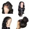 Picture of Body Wave Lace Closure Wig Human Hair Glueless 4x4 Lace Closure Wig Human Hair Wigs for Black Women Brazilian Hair Pre Plucked Bleached Knots Wet and Wavy Natural Black(18 inch Body Wave Wig)