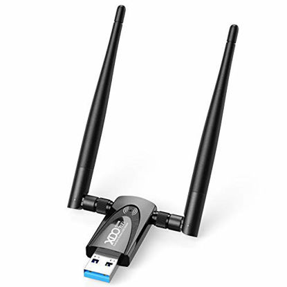 Picture of Wireless USB WiFi Adapter 1200Mbps, XDO Dual Band OFDM 2.42GHz/300Mbps 5.8GHz/867Mbps,802.11 ac/a/b/g/n, High Gain Dual 5dBi Antennas Network USB 3.0 for Desktop with Windows XP/Vista/7/8/10/ Mac OS