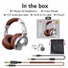 Picture of Over Ear Headphone, Wired Premium Stereo Sound Headsets with 50mm Driver, Foldable Comfortable Headphones with Protein Earmuffs and Shareport for Recording Monitoring Podcast PC TV- with Mic (Silver)