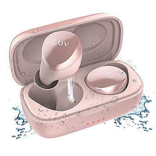 Picture of iLuv TB100 Rose Gold True Wireless Earbuds Cordless in-Ear Bluetooth 5.0 with Hands-Free Call MEMS Microphone, IPX6 Waterproof Protection, Long Playtime; Includes Compact Charging Case & 3 Ear Tips
