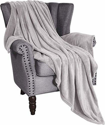 Picture of Exclusivo Mezcla Soft Flannel Fleece Velvet Plush Throw Blanket - 50" x 60" (Light Grey)