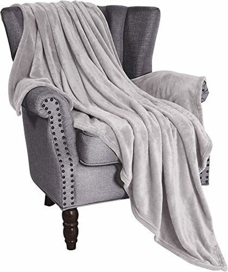 Picture of Exclusivo Mezcla Soft Flannel Fleece Velvet Plush Throw Blanket - 50" x 60" (Light Grey)