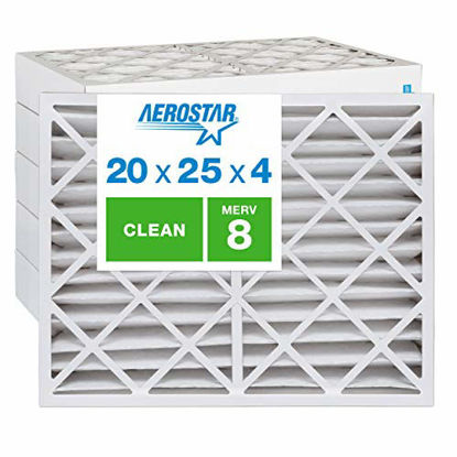 Picture of Aerostar Clean House 20x25x4 MERV 8 Pleated Air Filter, Made in the USA, (Actual Size: 19 1/2"x24 1/2"x3 3/4"), 6-Pack