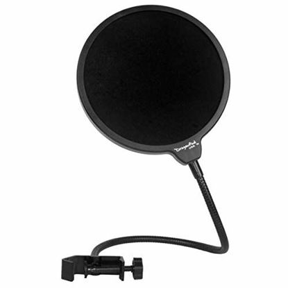 Picture of Dragonpad USA Microphone Pop Filter, for Blue Yeti, Blue Snowball - Flexible Gooseneck Microphone Mount and Double Layer Sound Shield Guard Windscreen