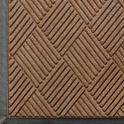 Picture of WaterHog Diamond | Commercial-Grade Entrance Mat with Rubber Border - Indoor/Outdoor, Quick Drying, Stain Resistant Door Mat (Medium Brown, 6' x 6')