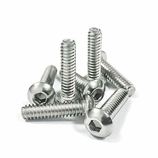 Picture of 1/4-20 x 1-1/2" Button Head Socket Cap Bolts Screws, 304 Stainless Steel 18-8, Allen Hex Drive, Bright Finish, Fully Machine Thread, 100 pcs by Eastlo Fastener